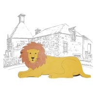 A flat lion cutout